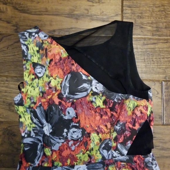 Black Floral Dress mesh cutouts Rachel Roy - Picture 3 of 5